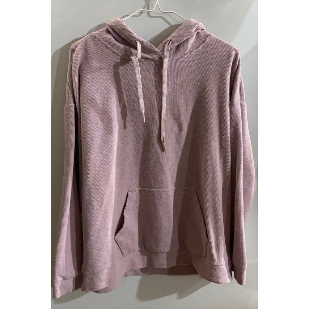 Marc New York Andrew Marc Women's Purple Solid Hooded Pullover Hoodie L Pockets